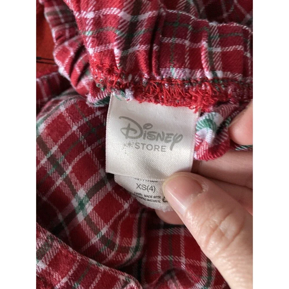 Vintage Disney Store Mickey Pluto Red Plaid Flannel Pajamas 4T